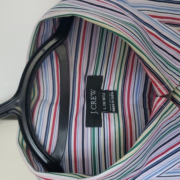 J. Crew Button Down Striped Shirt Size L 16-16 1/2 - Picture 2 of 4